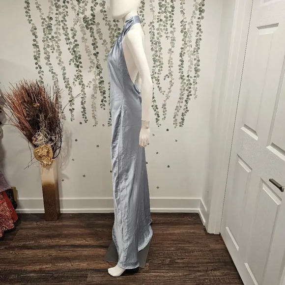 Show Me Your MumuJasmine Halter Blue Satin Maxi Dress Size M - Picture 7 of 11